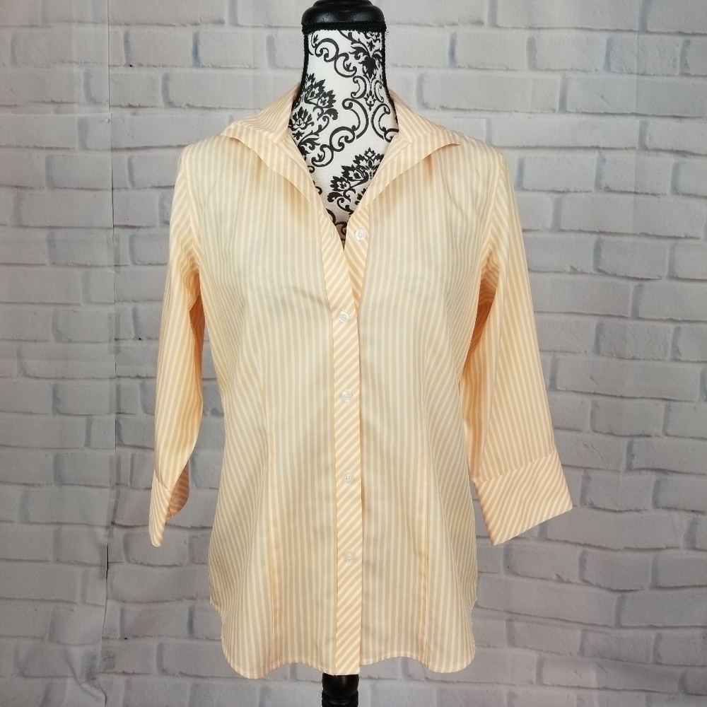 Chicos size 0 striped print button front shirt